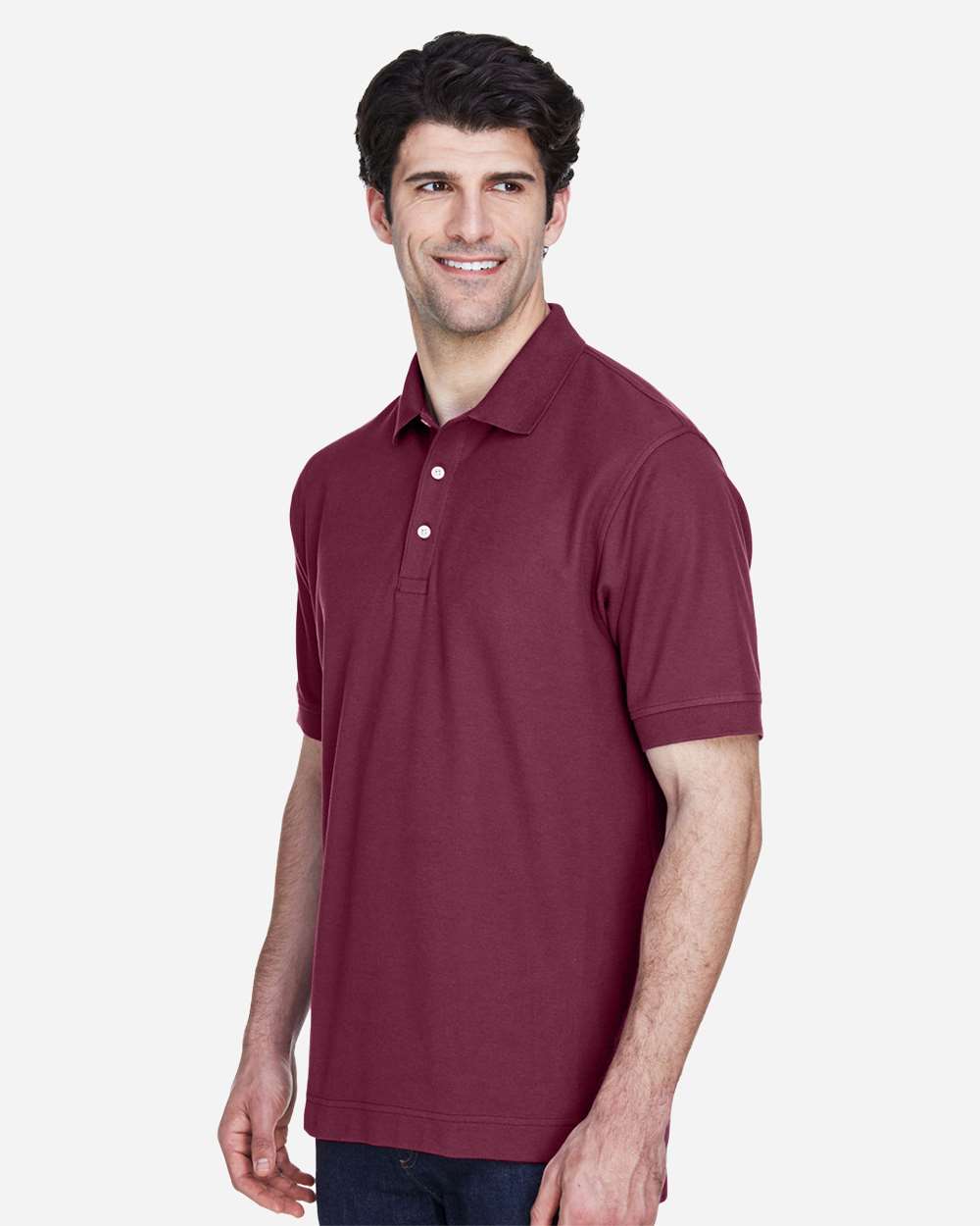 Men's Pima Piqué Polo - OnModelSide - B591B2322 - Burgundy