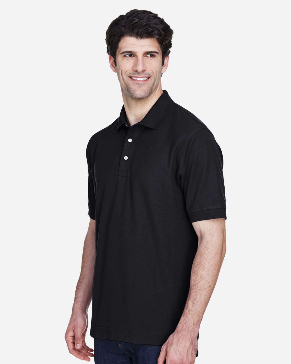 Men's Pima Piqué Polo - OnModelSide - B591B2503 - Black