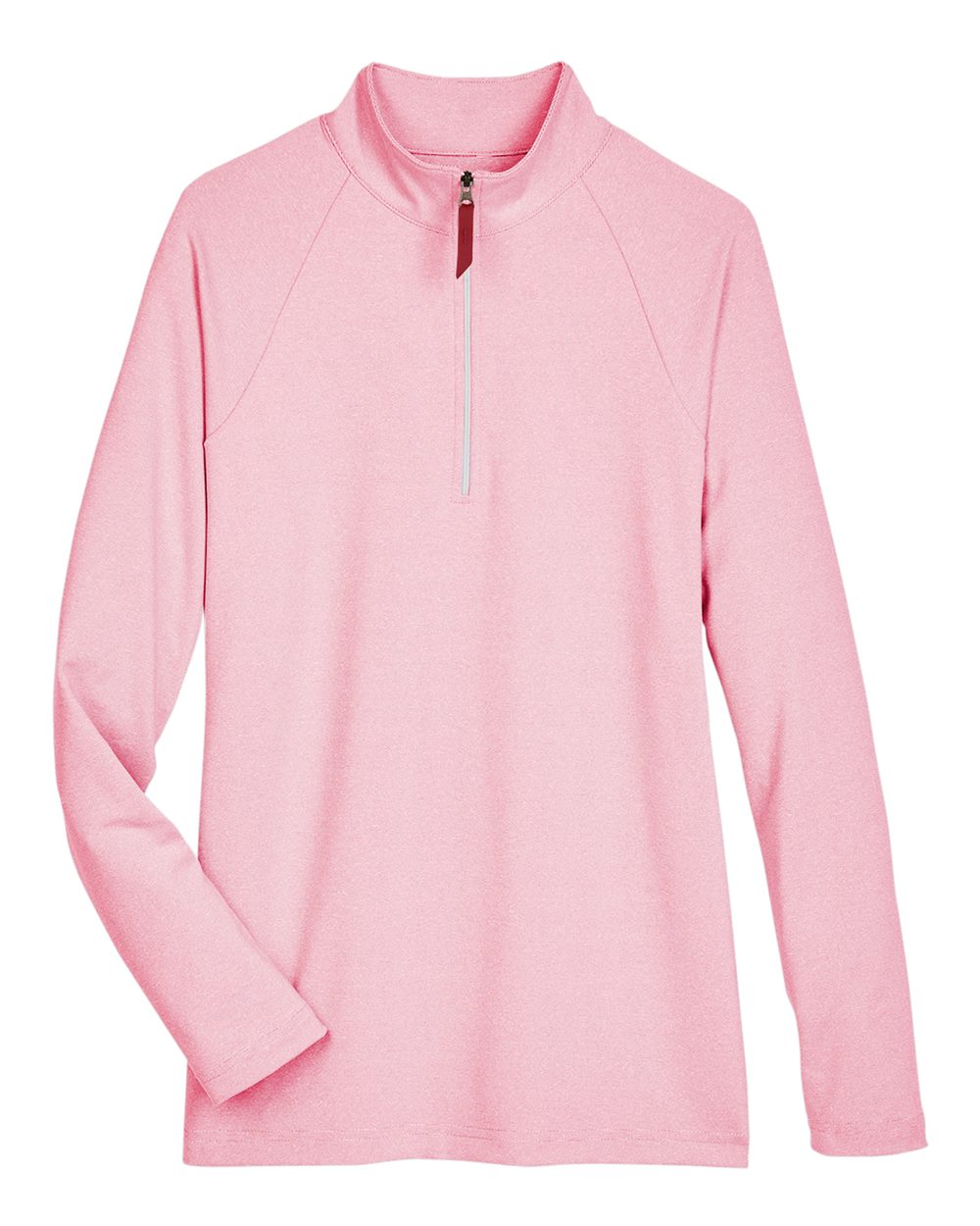 Women's CrownLux Performance® Clubhouse Micro-Stripe Quarter-Zip Pullover - Front - B663B2702 - Red