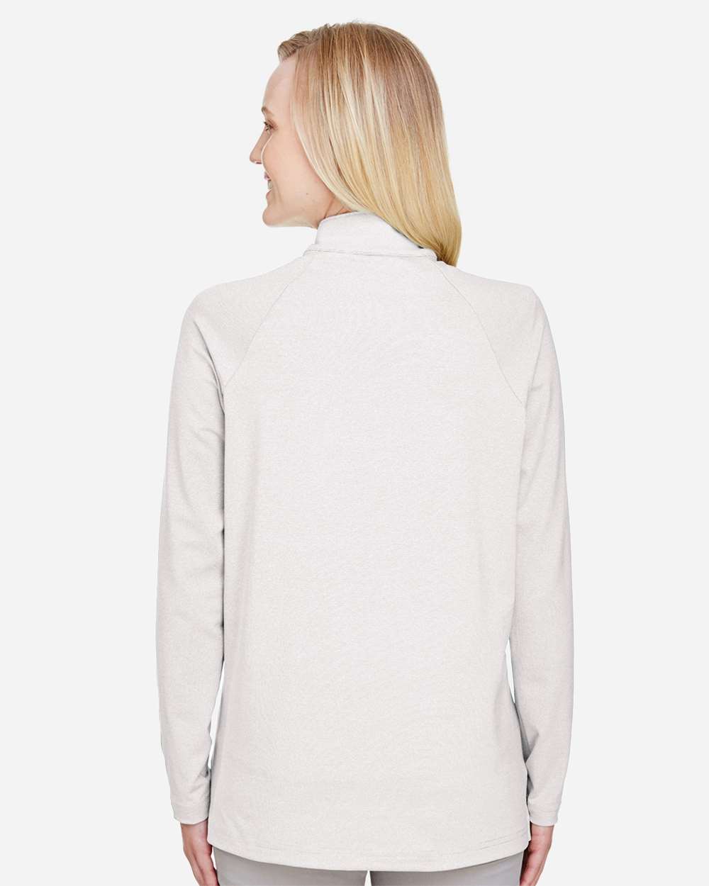 Women's CrownLux Performance® Clubhouse Micro-Stripe Quarter-Zip Pullover - OnModelBack - B663B2352 - Silver
