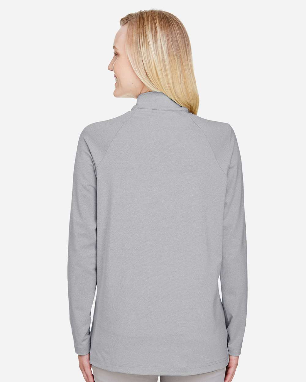 Women's CrownLux Performance® Clubhouse Micro-Stripe Quarter-Zip Pullover - OnModelBack - B663B2502 - Black
