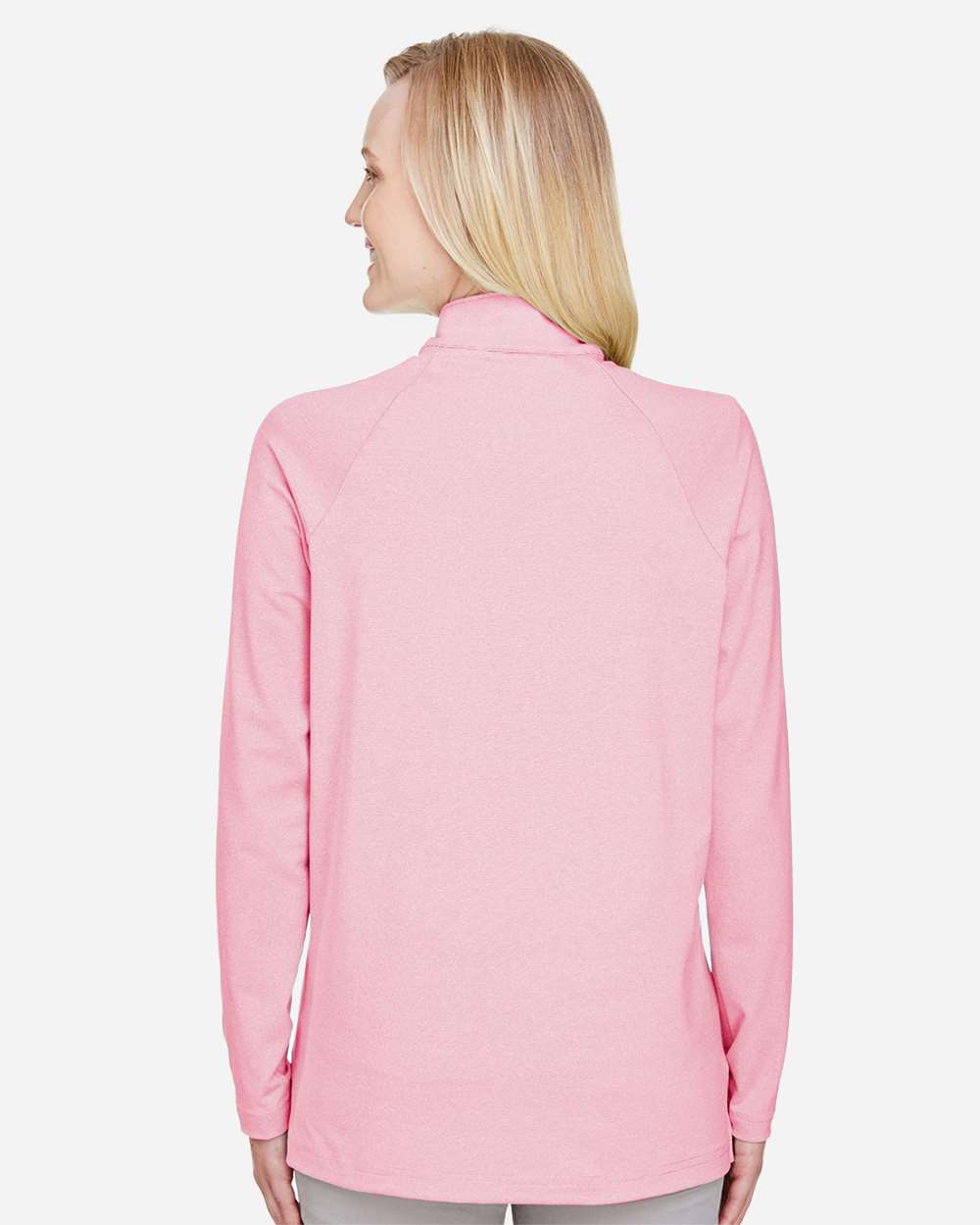 Women's CrownLux Performance® Clubhouse Micro-Stripe Quarter-Zip Pullover - OnModelBack - B663B2702 - Red
