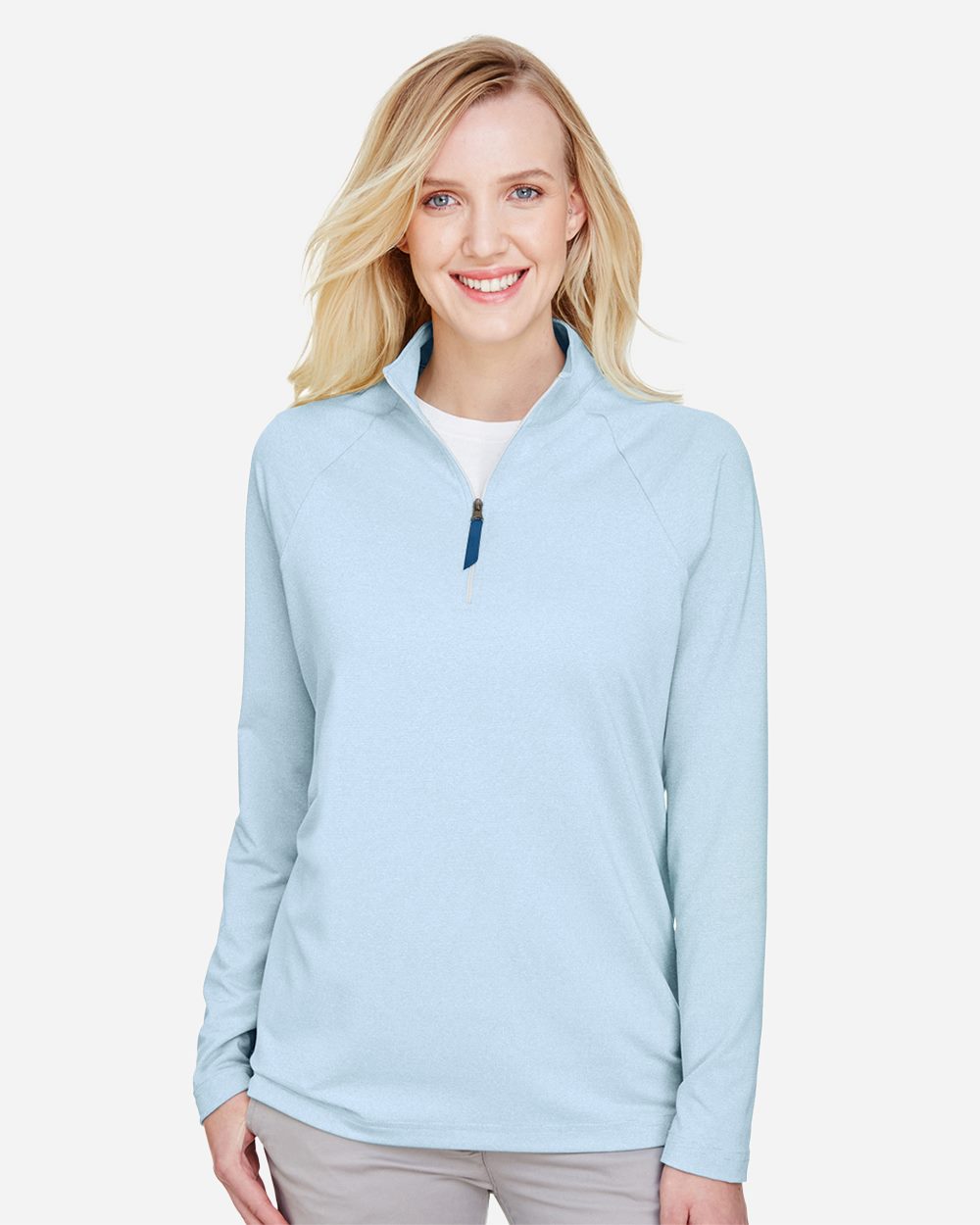Women's CrownLux Performance® Clubhouse Micro-Stripe Quarter-Zip Pullover - styleImage