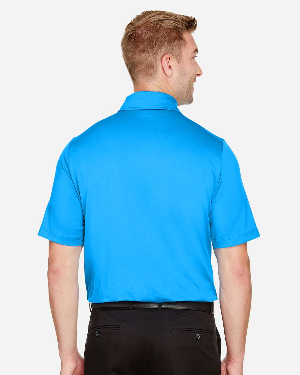 Men's CrownLux Performance® Range Flex Polo - OnModelBack - B643B2683 - Ocean Blue