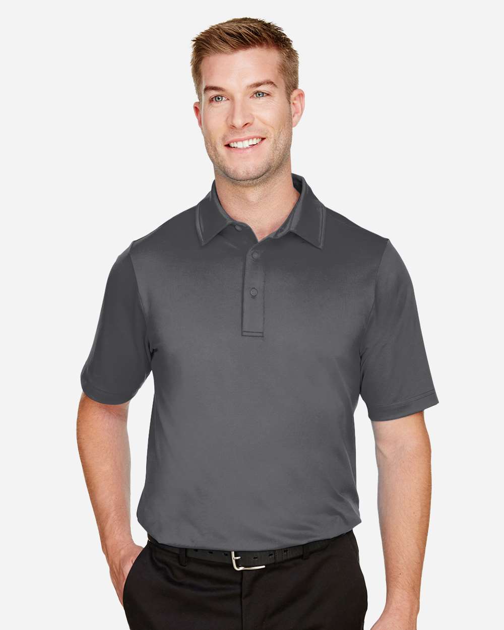 Men's CrownLux Performance® Range Flex Polo - OnModelFront - B643B2133 - Graphite