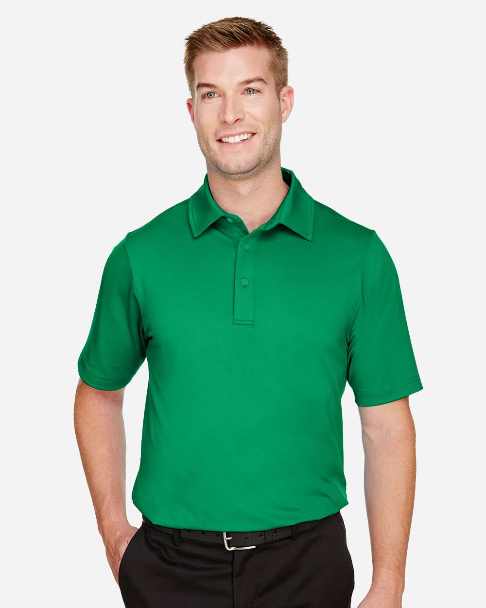 Men's CrownLux Performance® Range Flex Polo - OnModelFront - B643B2603 - Kelly Green