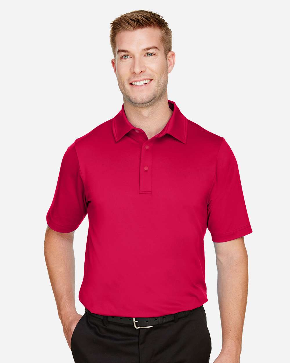 Men's CrownLux Performance® Range Flex Polo - OnModelFront - B643B2703 - Red