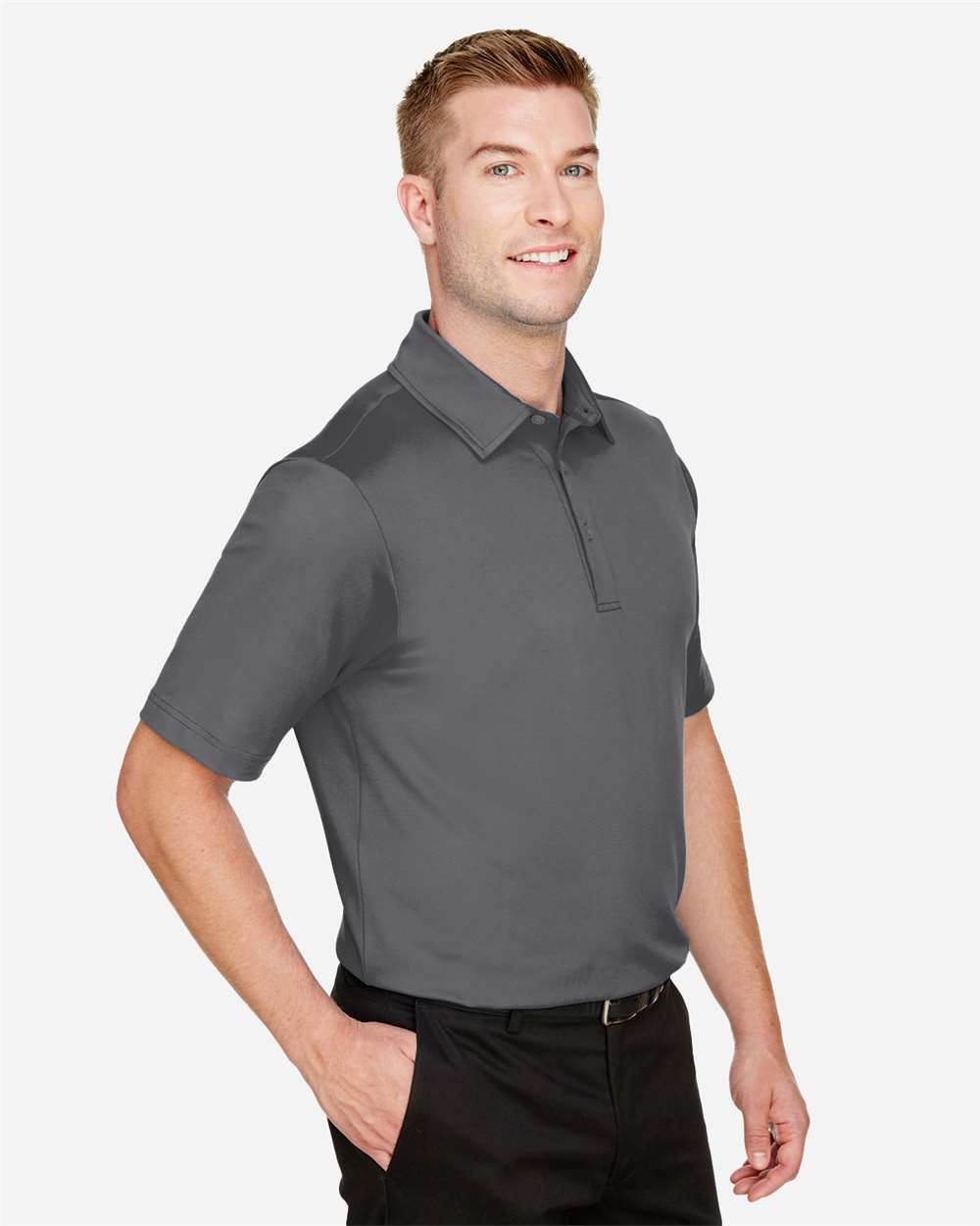 Men's CrownLux Performance® Range Flex Polo - OnModelSide - B643B2133 - Graphite