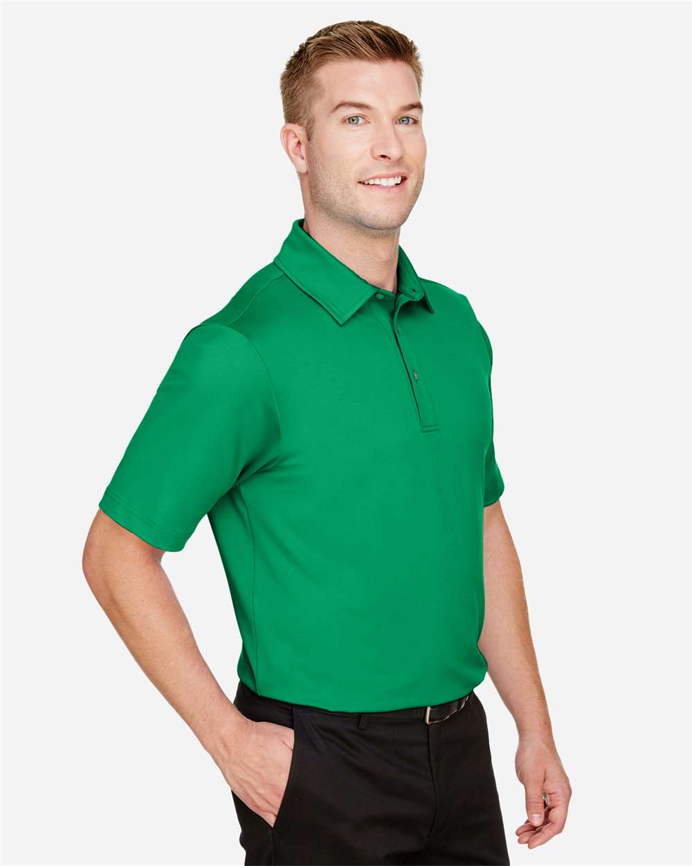Men's CrownLux Performance® Range Flex Polo - OnModelSide - B643B2603 - Kelly Green