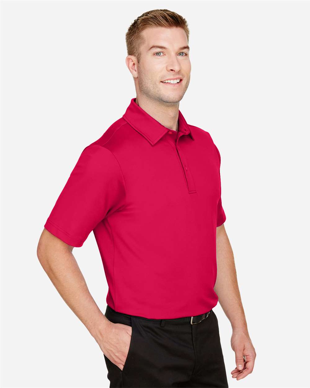 Men's CrownLux Performance® Range Flex Polo - OnModelSide - B643B2703 - Red