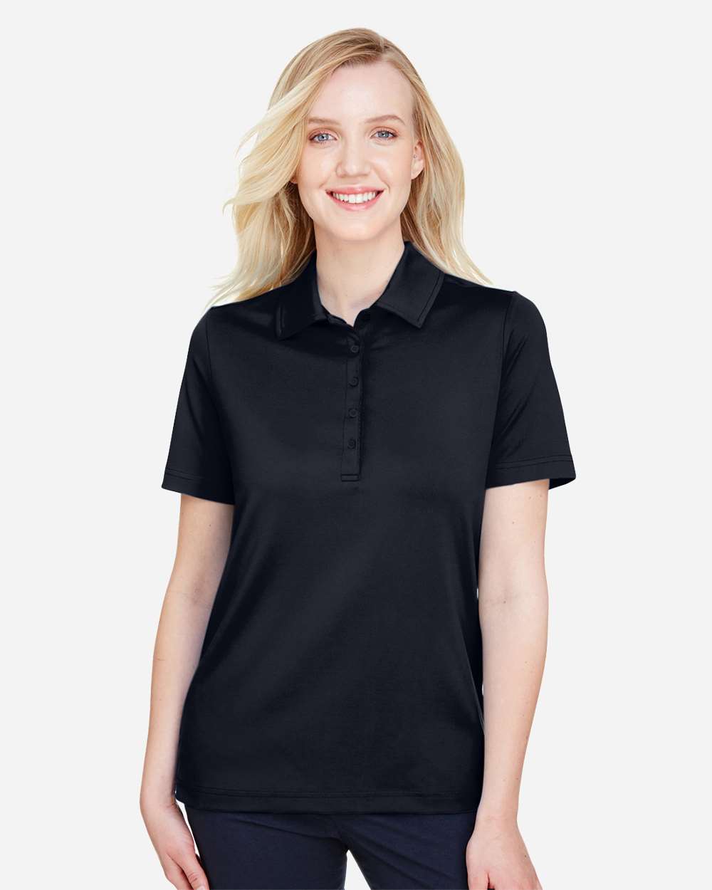 Women's CrownLux Performance® Range Flex Polo - OnModelFront - B644B2502 - Black