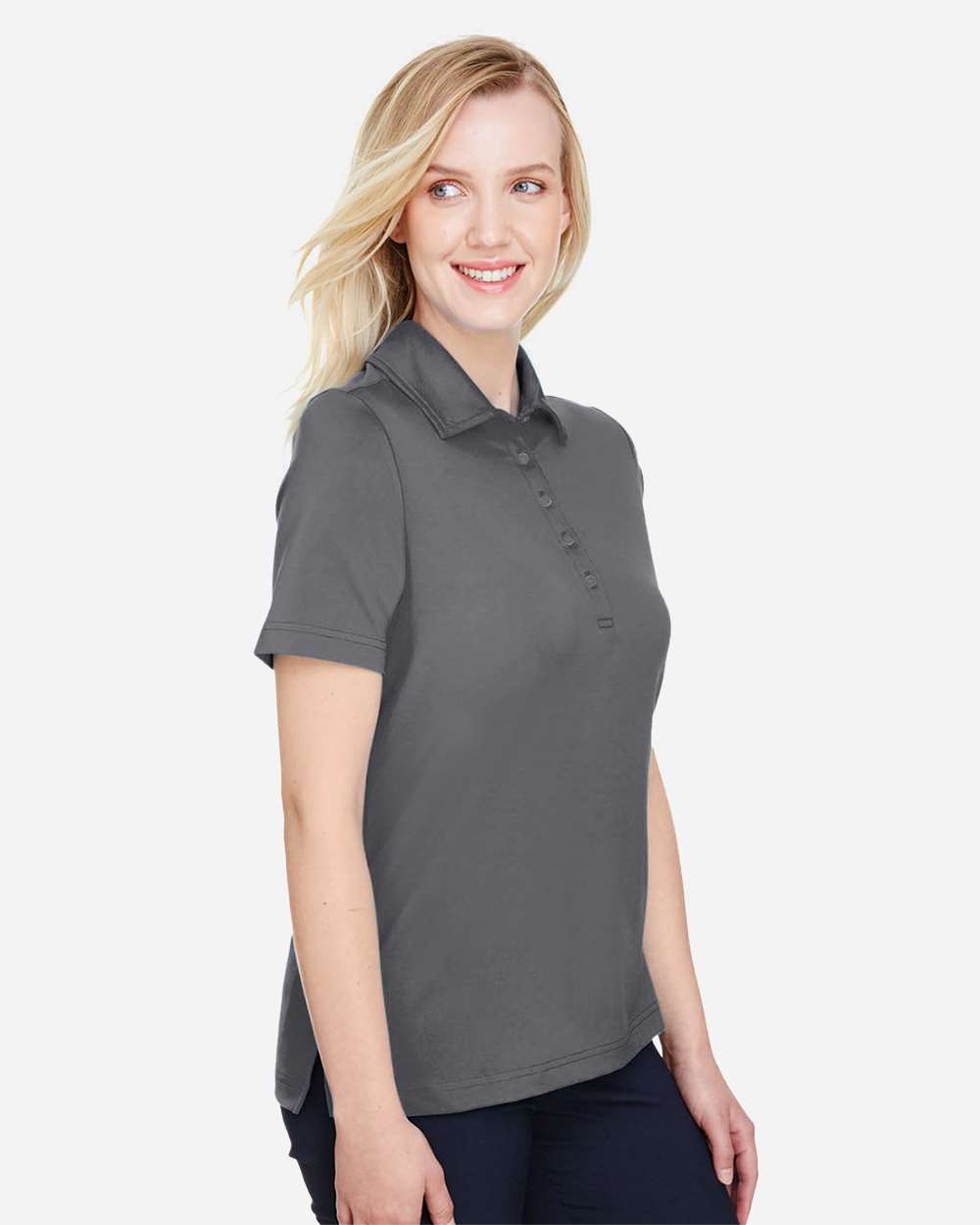 Women's CrownLux Performance® Range Flex Polo - OnModelSide - B644B2132 - Graphite
