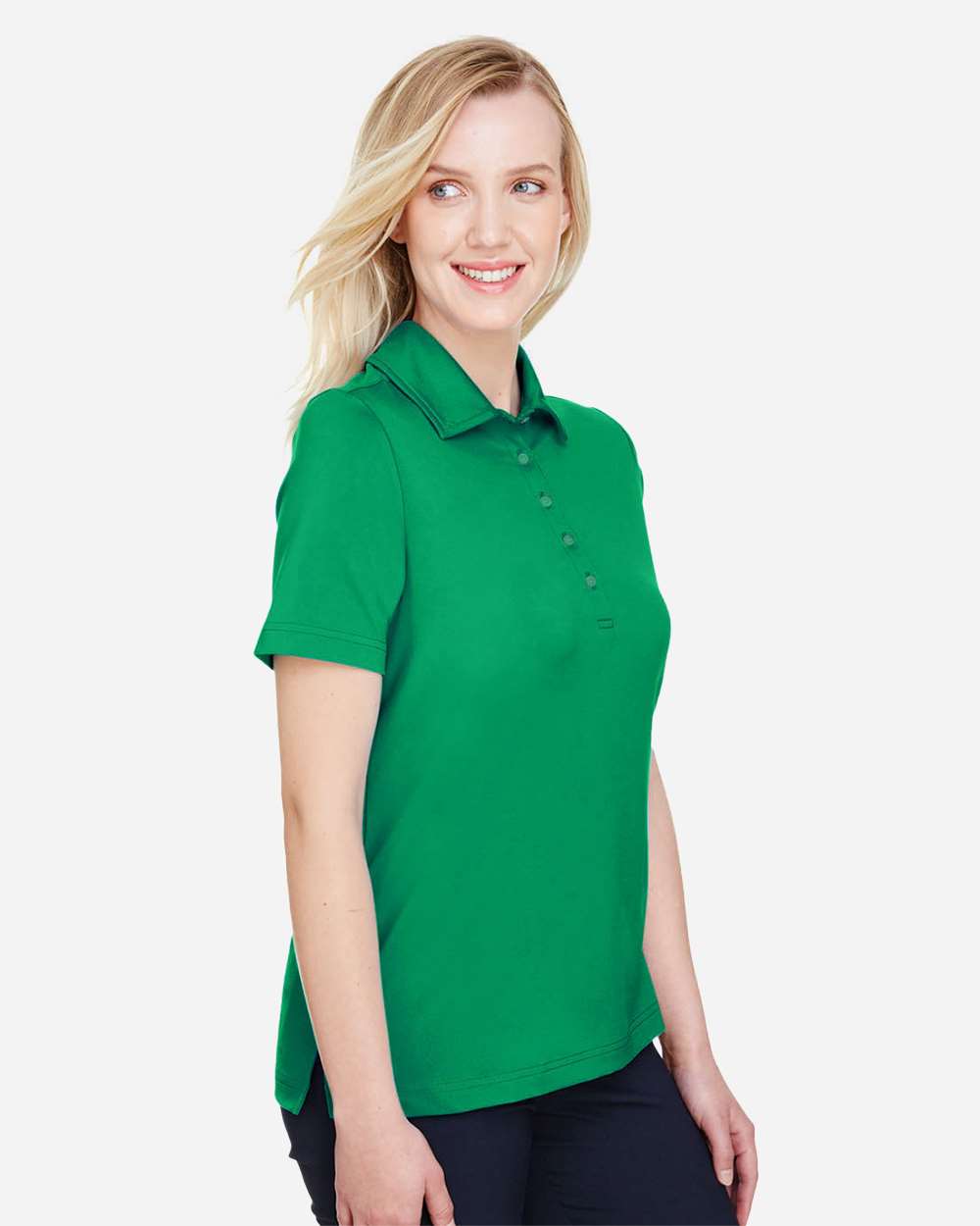 Women's CrownLux Performance® Range Flex Polo - OnModelSide - B644B2602 - Kelly Green