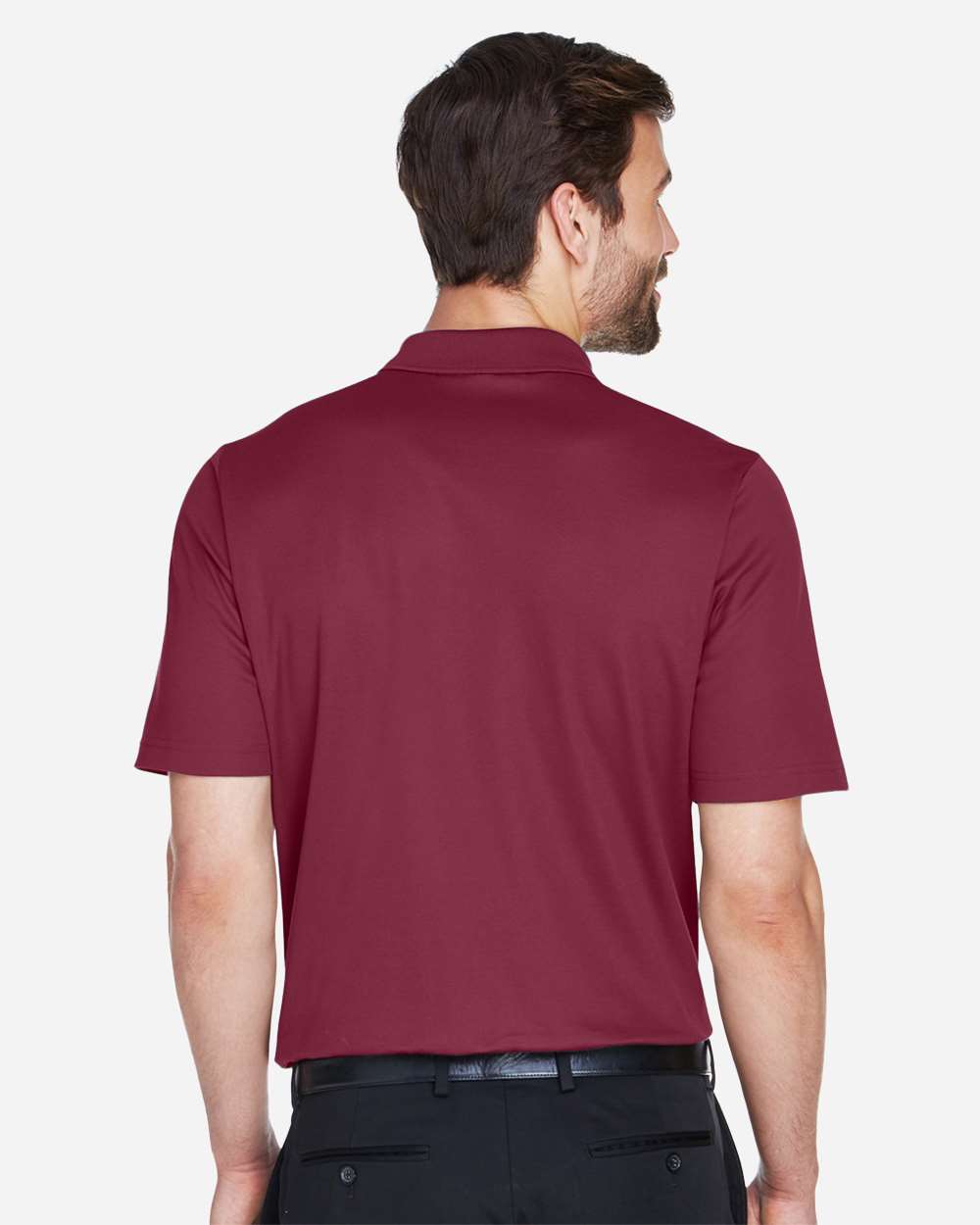 Men's CrownLux Performance® Plaited Polo - OnModelBack - B631B2322 - Burgundy