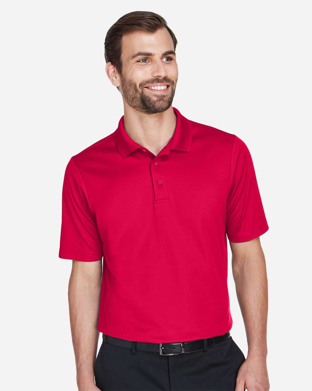 Men's CrownLux Performance® Plaited Polo - OnModelFront - B631B2702 - Red