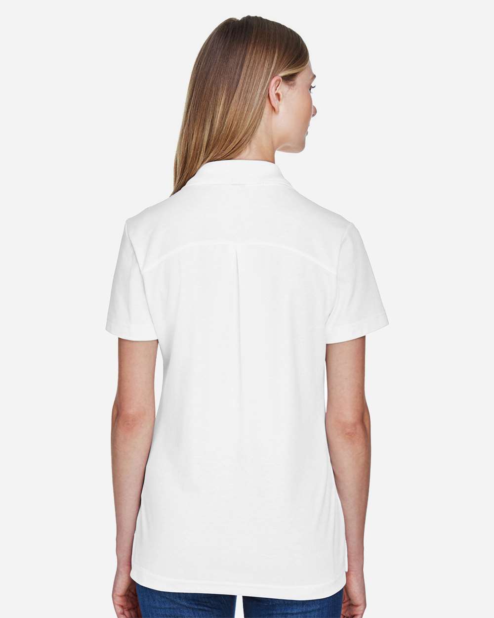 Women's CrownLux Performance® Plaited Polo - OnModelBack - B640B2002 - White