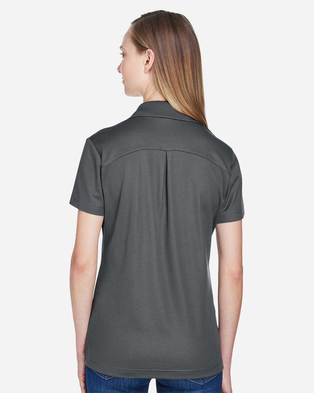 Women's CrownLux Performance® Plaited Polo - OnModelBack - B640B2132 - Graphite