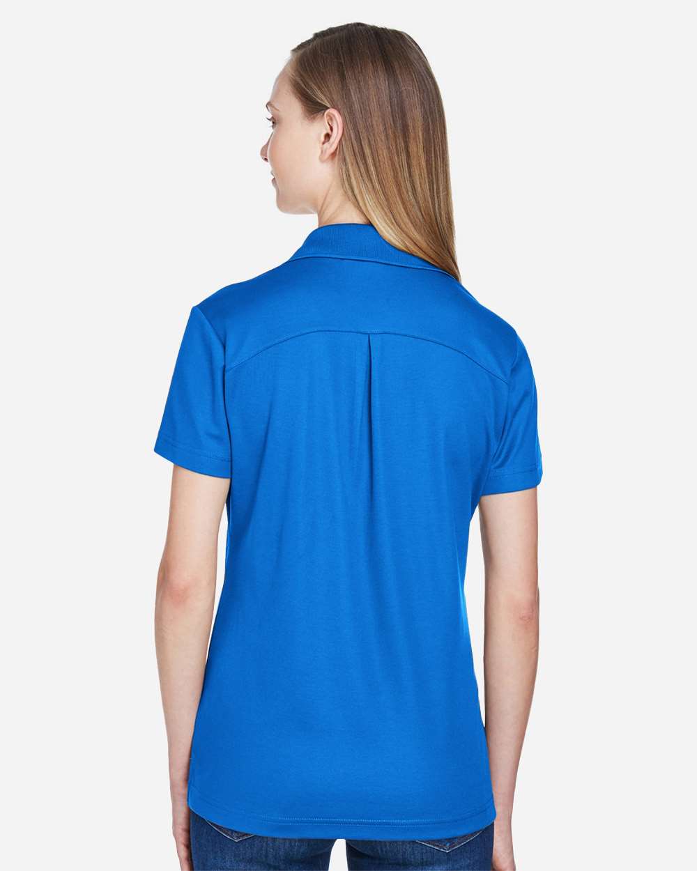 Women's CrownLux Performance® Plaited Polo - OnModelBack - B640B2252 - French Blue