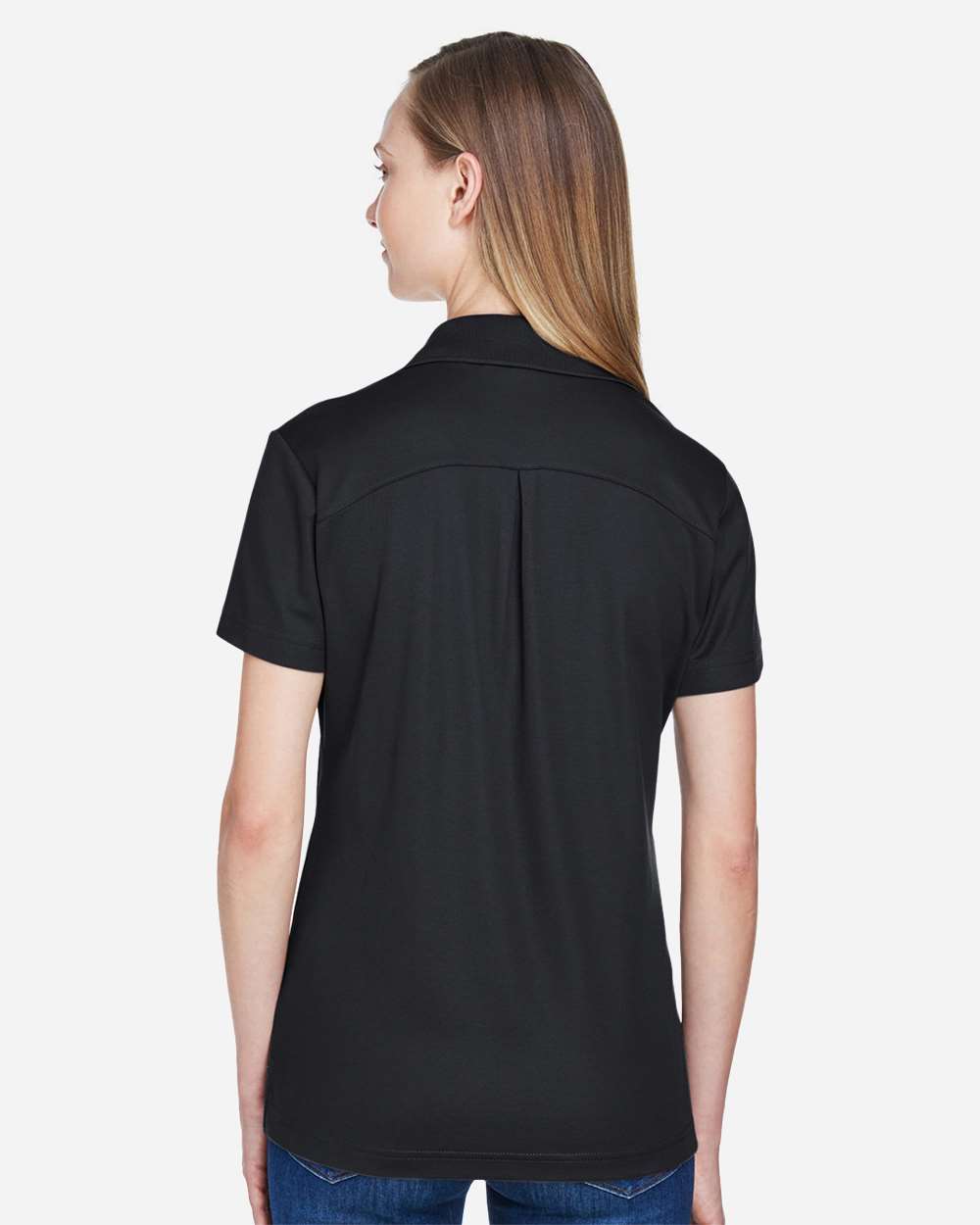 Women's CrownLux Performance® Plaited Polo - OnModelBack - B640B2502 - Black