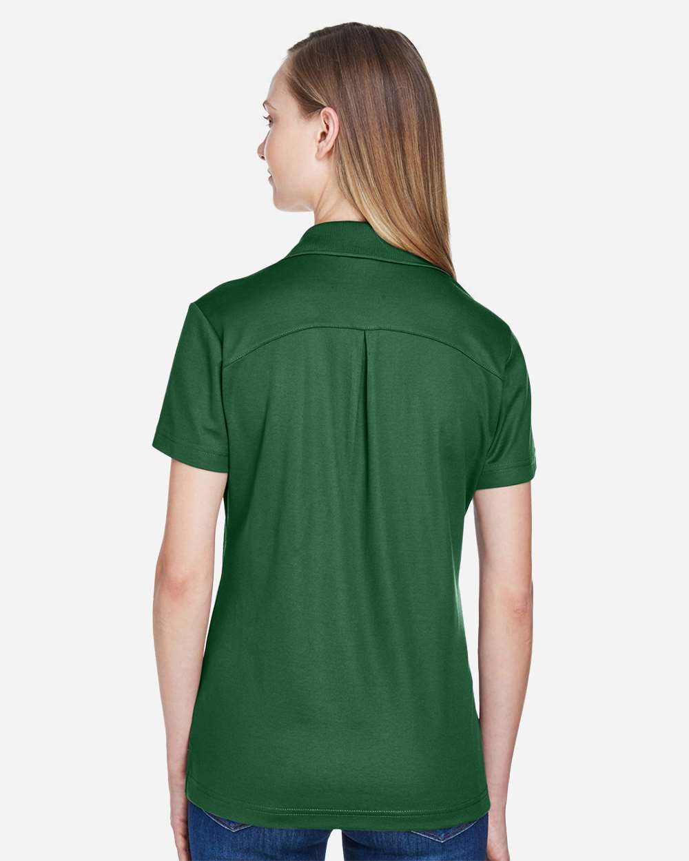 Women's CrownLux Performance® Plaited Polo - OnModelBack - B640B2542 - Forest