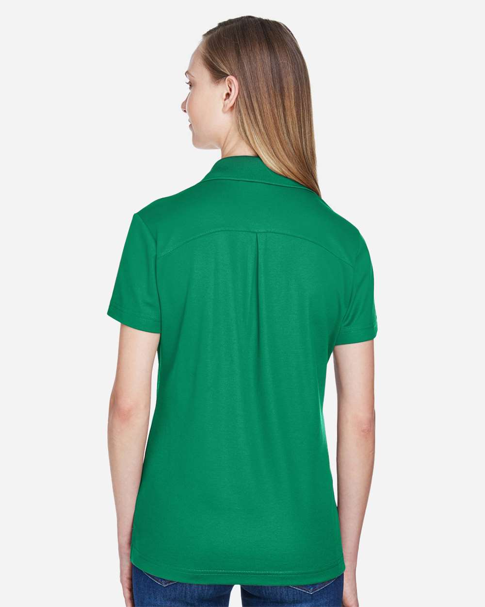 Women's CrownLux Performance® Plaited Polo - OnModelBack - B640B2602 - Kelly Green