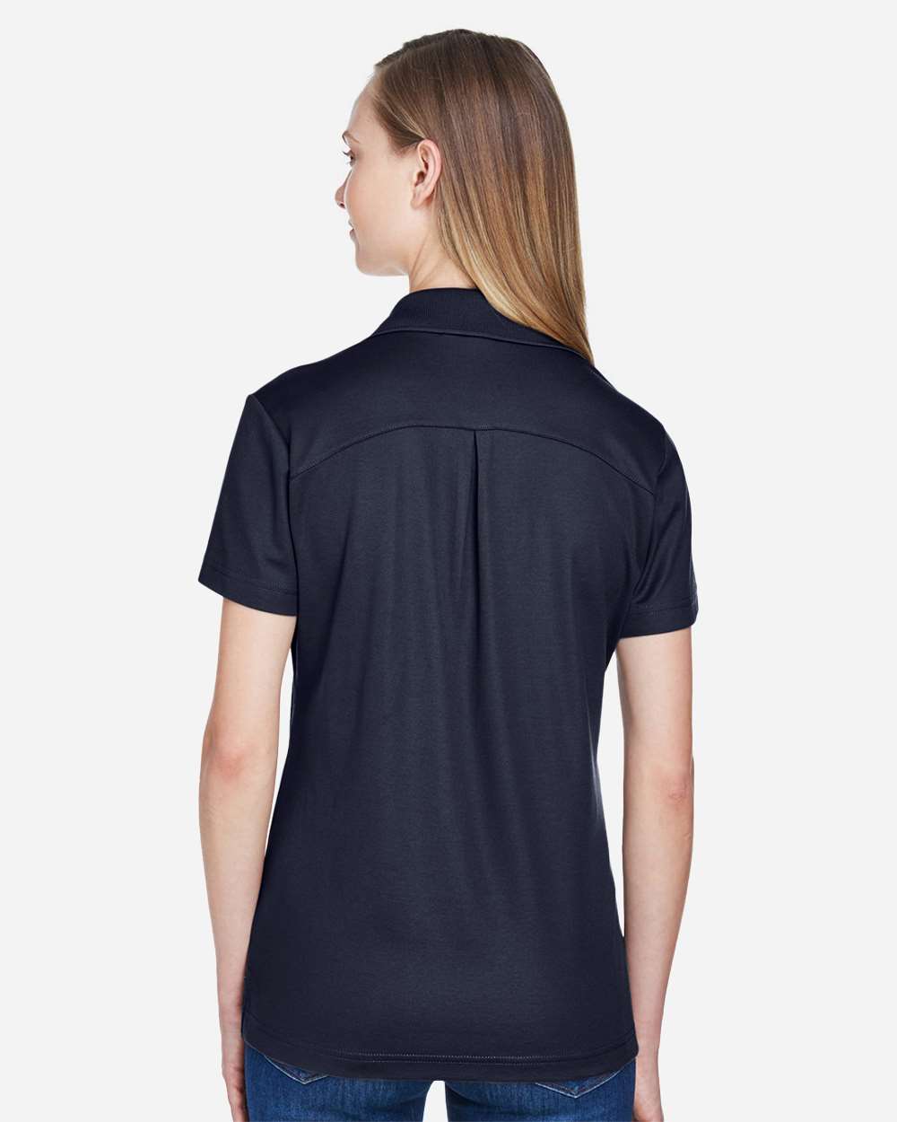 Women's CrownLux Performance® Plaited Polo - OnModelBack - B640B2652 - Navy