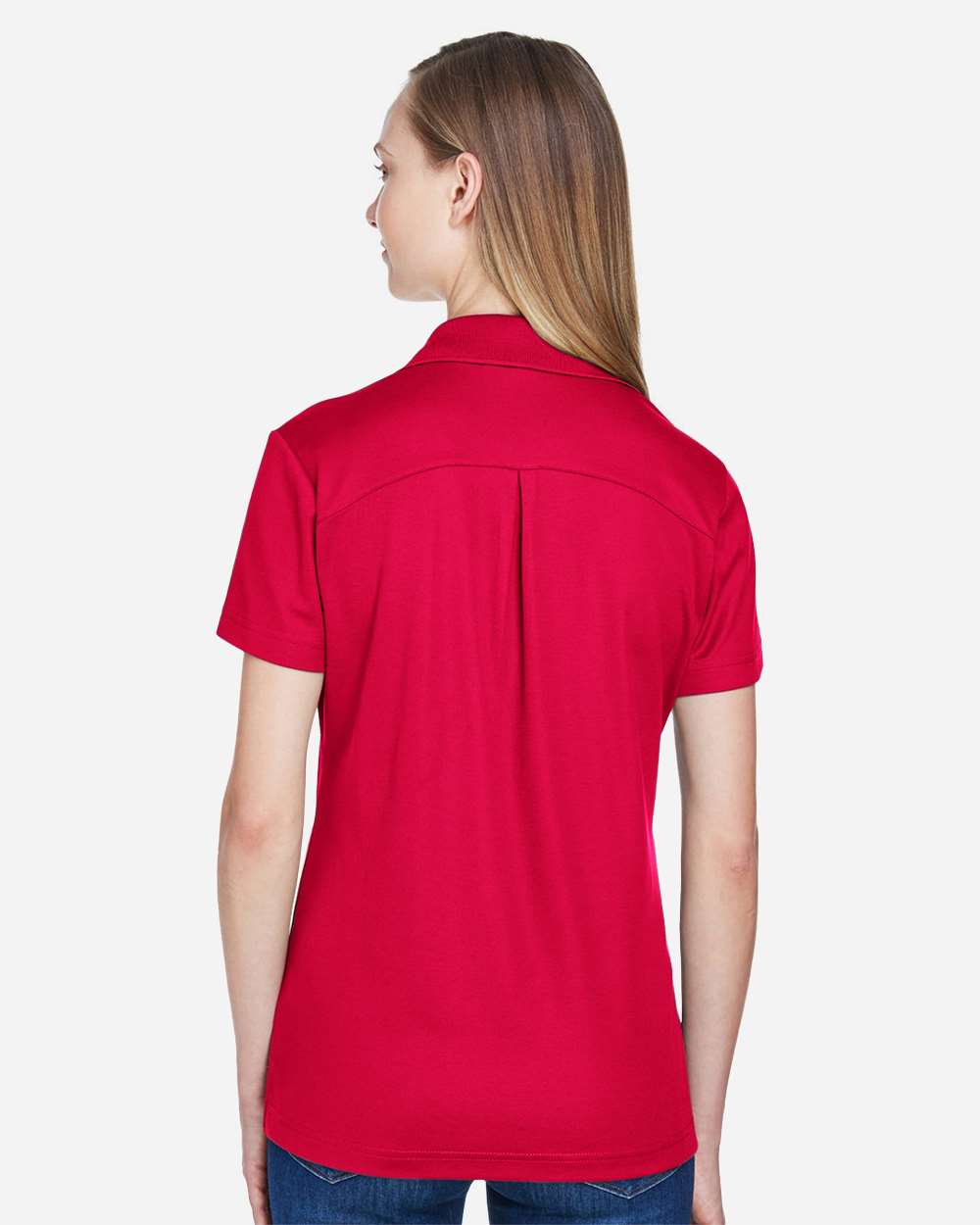 Women's CrownLux Performance® Plaited Polo - OnModelBack - B640B2702 - Red