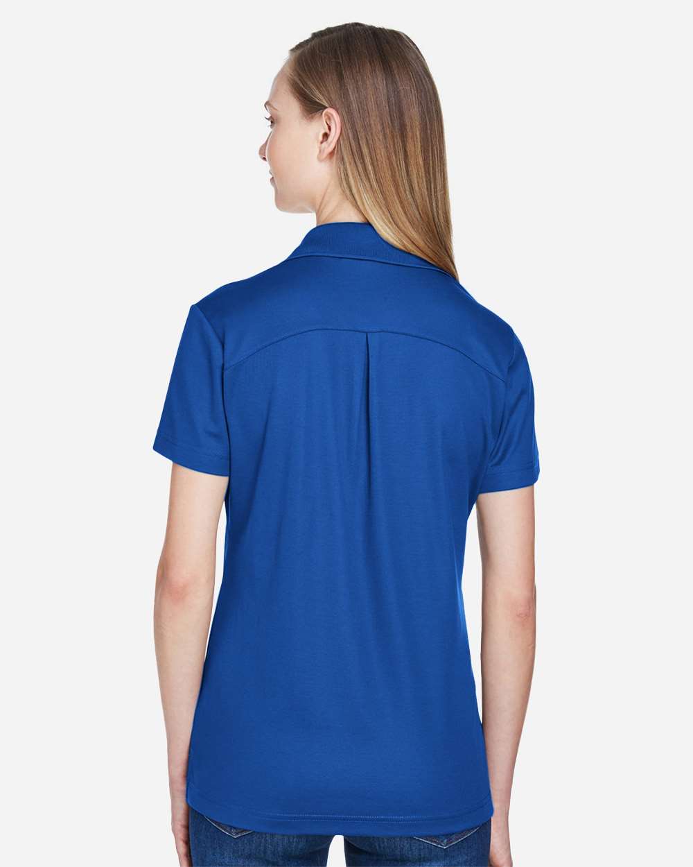 Women's CrownLux Performance® Plaited Polo - OnModelBack - B640B2752 - True Royal