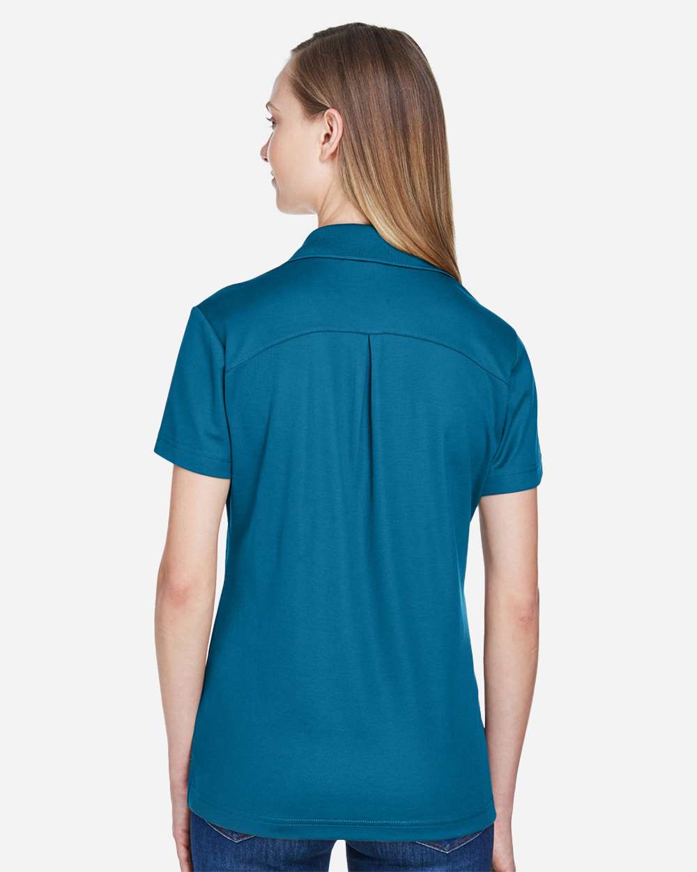 Women's CrownLux Performance® Plaited Polo - OnModelBack - B640B2782 - Dark Teal