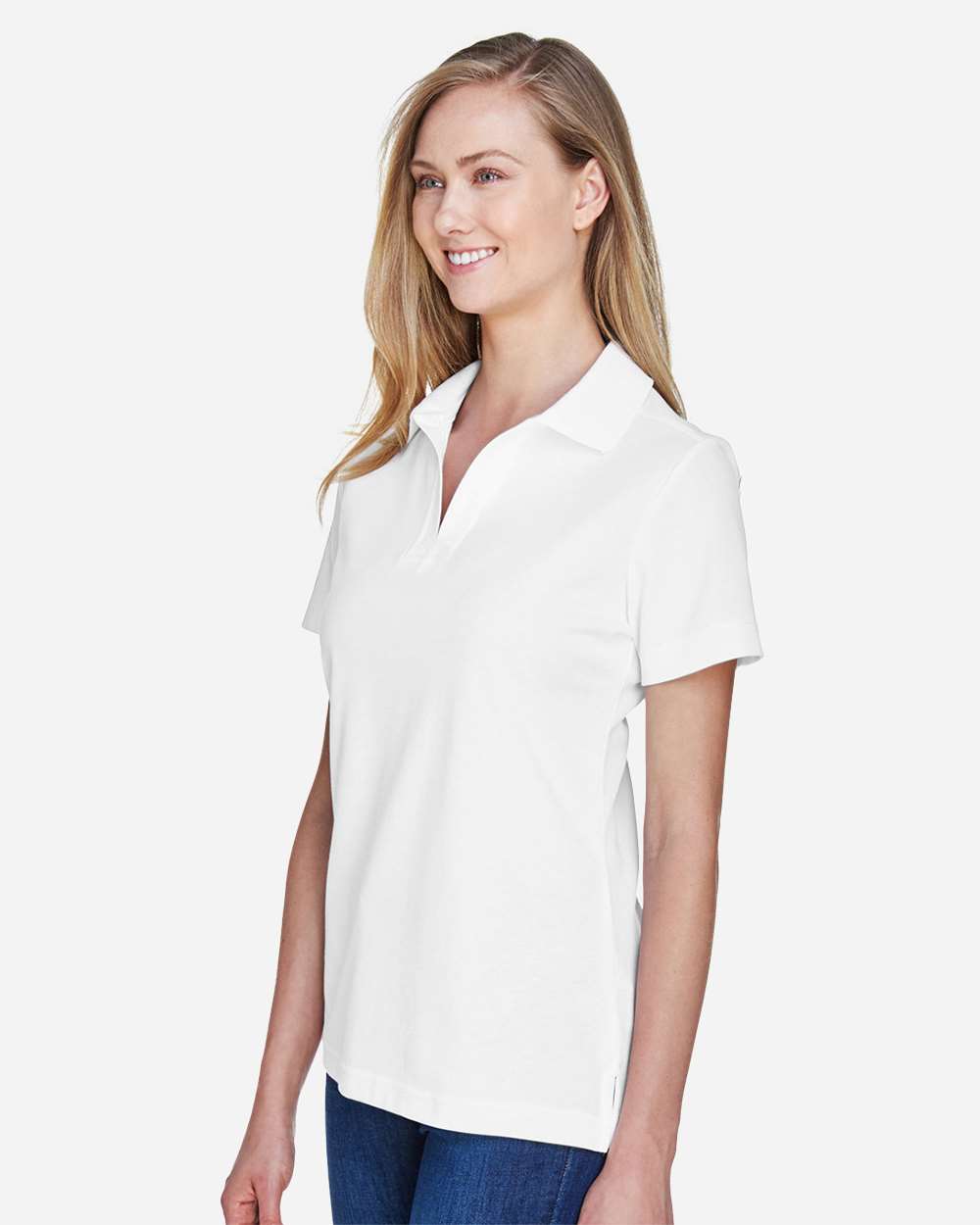Women's CrownLux Performance® Plaited Polo - OnModelSide - B640B2002 - White