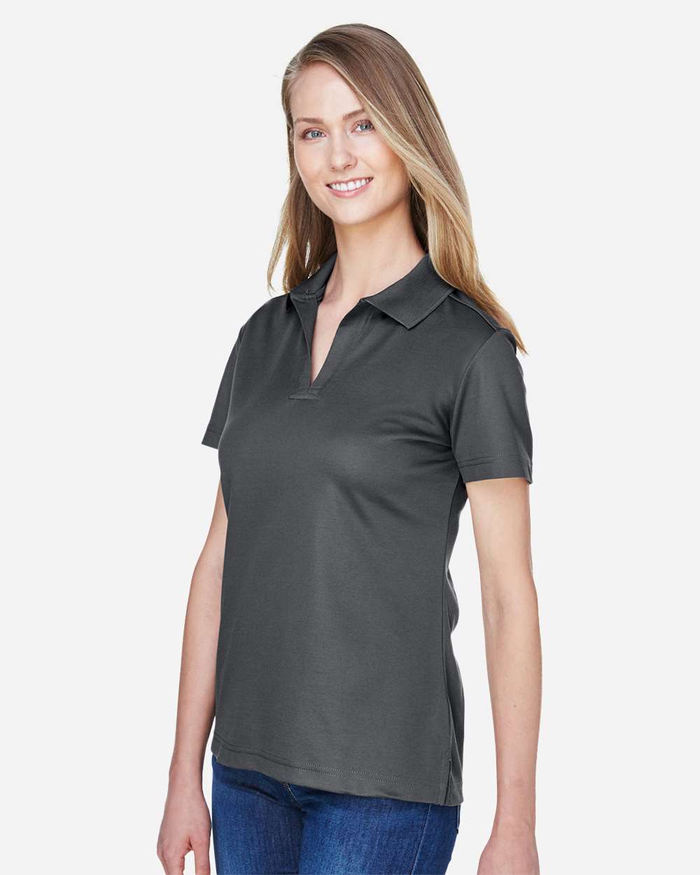 Women's CrownLux Performance® Plaited Polo - OnModelSide - B640B2132 - Graphite