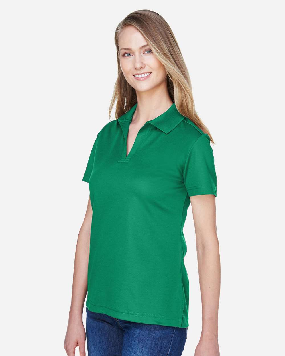 Women's CrownLux Performance® Plaited Polo - OnModelSide - B640B2602 - Kelly Green