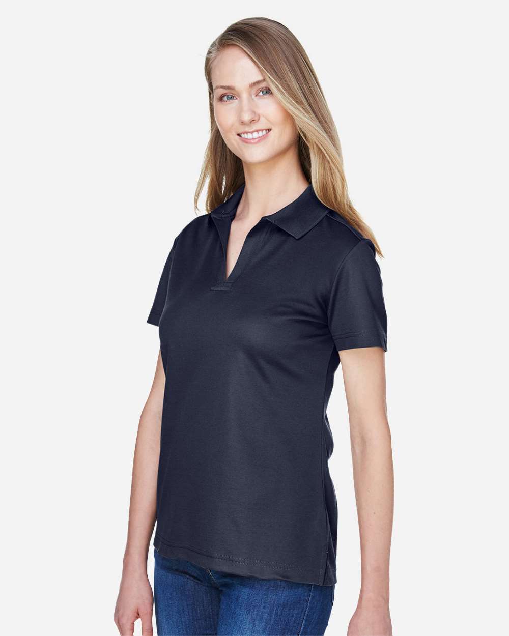 Women's CrownLux Performance® Plaited Polo - OnModelSide - B640B2652 - Navy