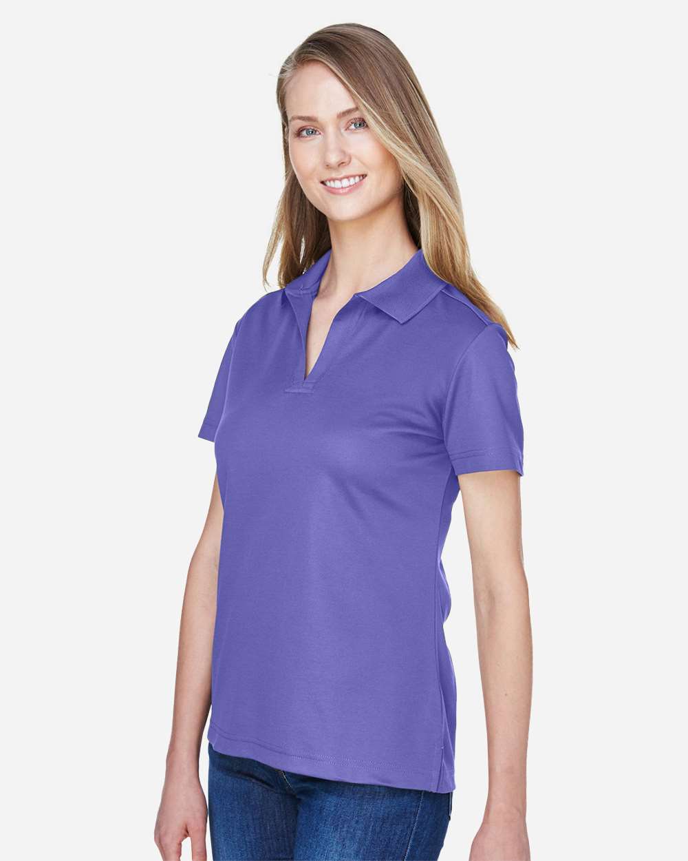 Women's CrownLux Performance® Plaited Polo - OnModelSide - B640B2672 - Grape