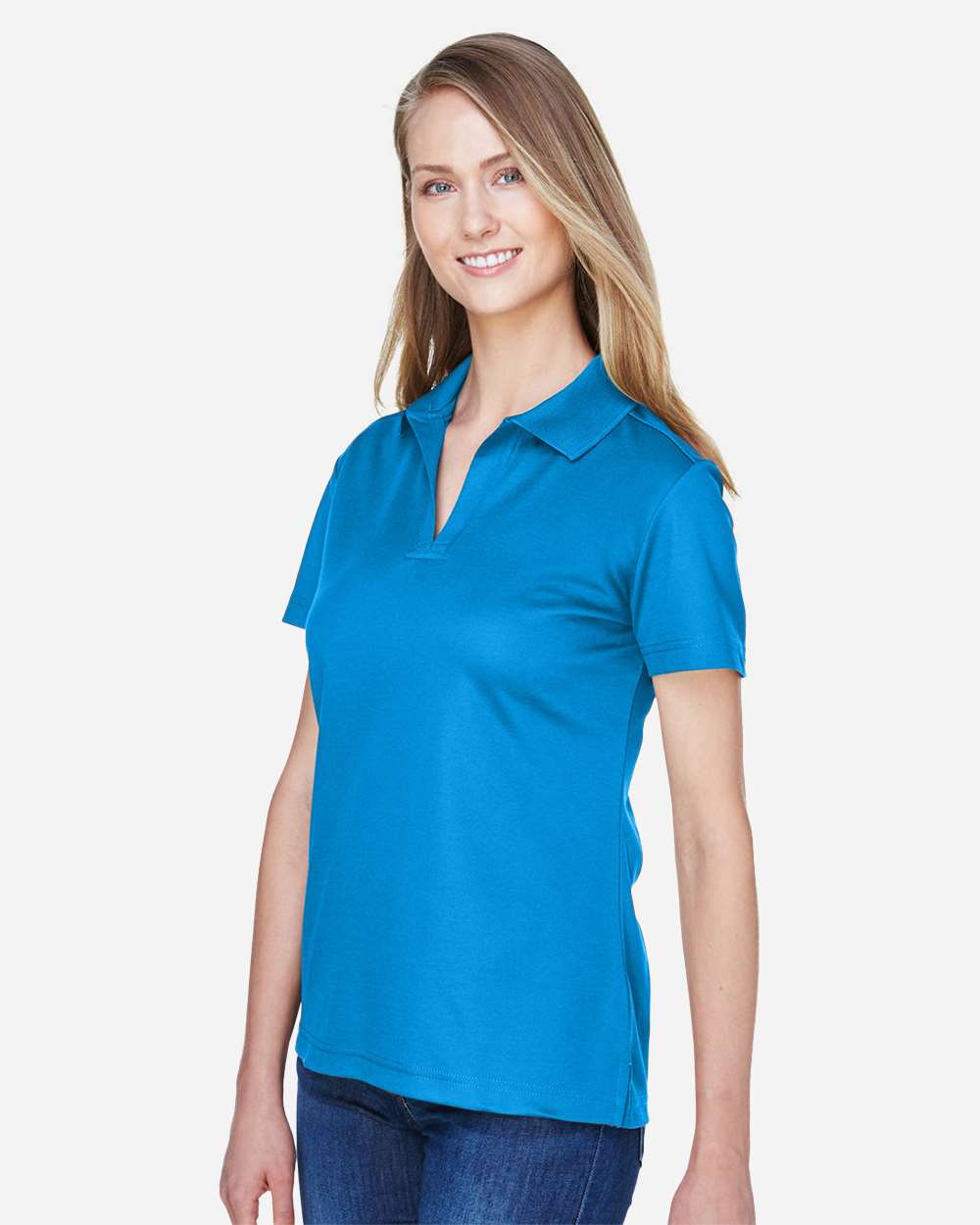 Women's CrownLux Performance® Plaited Polo - OnModelSide - B640B2682 - Ocean Blue