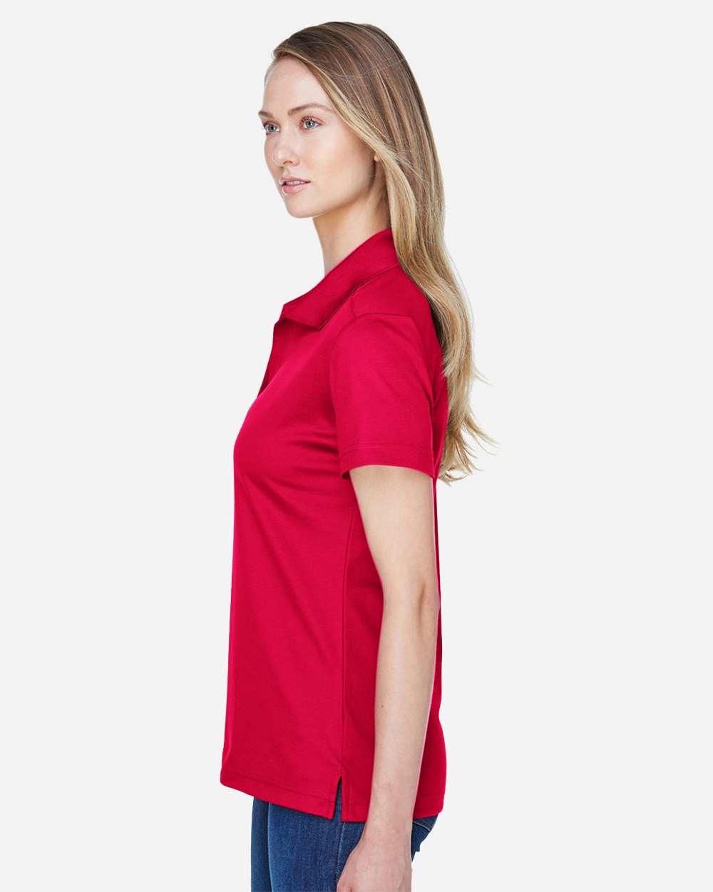 Women's CrownLux Performance® Plaited Polo - OnModelSide - B640B2702 - Red