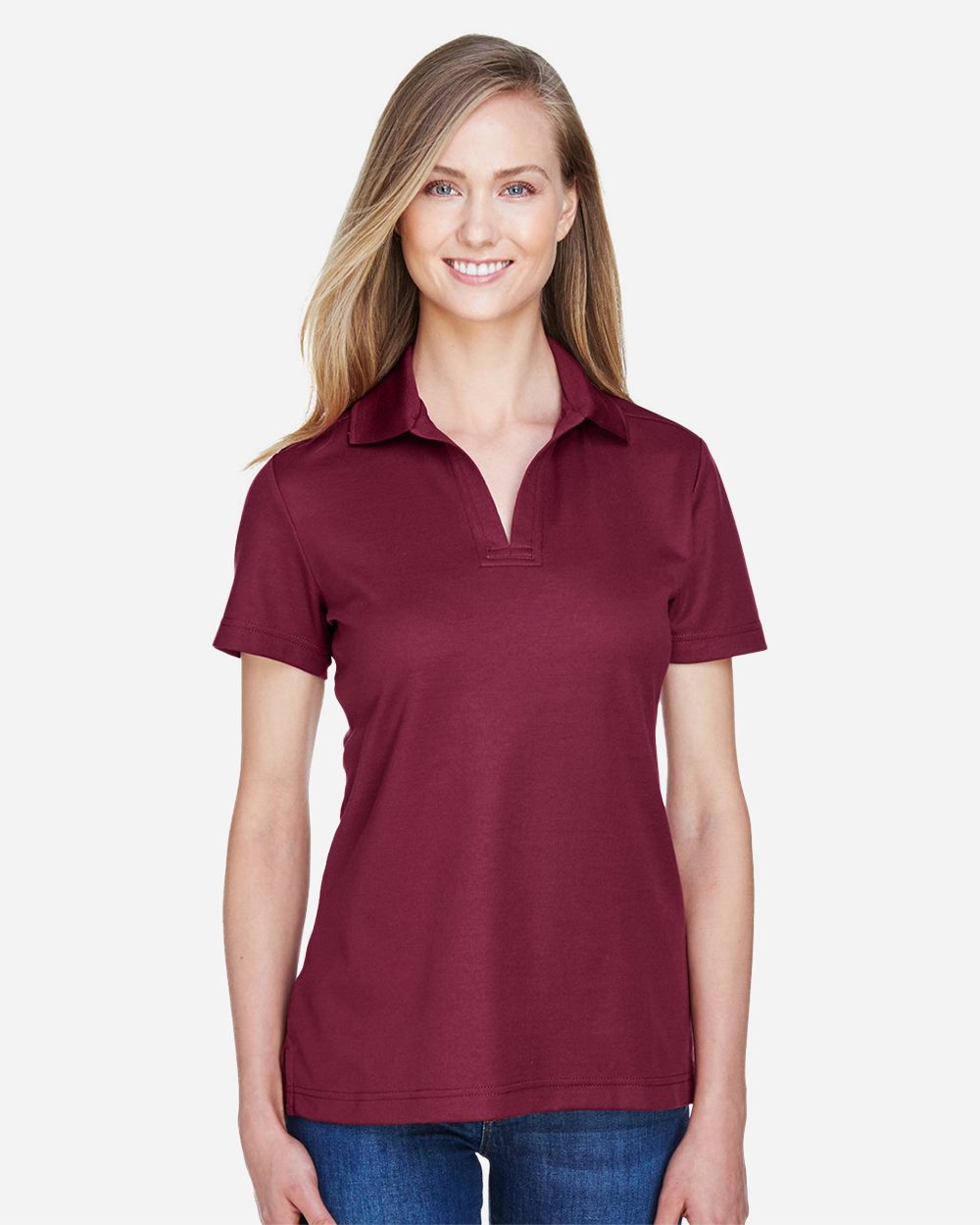 Women's CrownLux Performance® Plaited Polo - styleImage