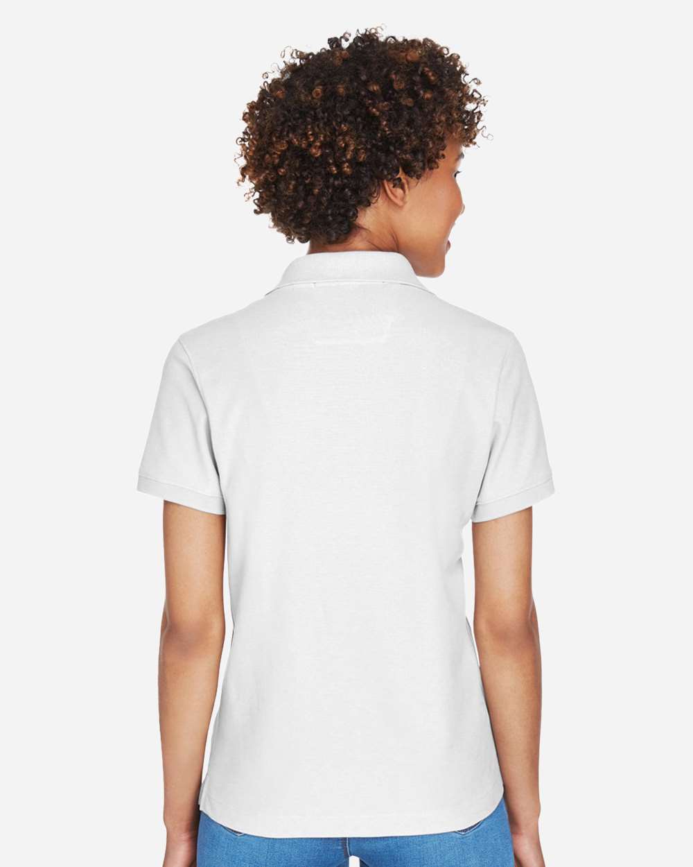 Women's Pima Piqué Polo - OnModelBack - B592B2002 - White
