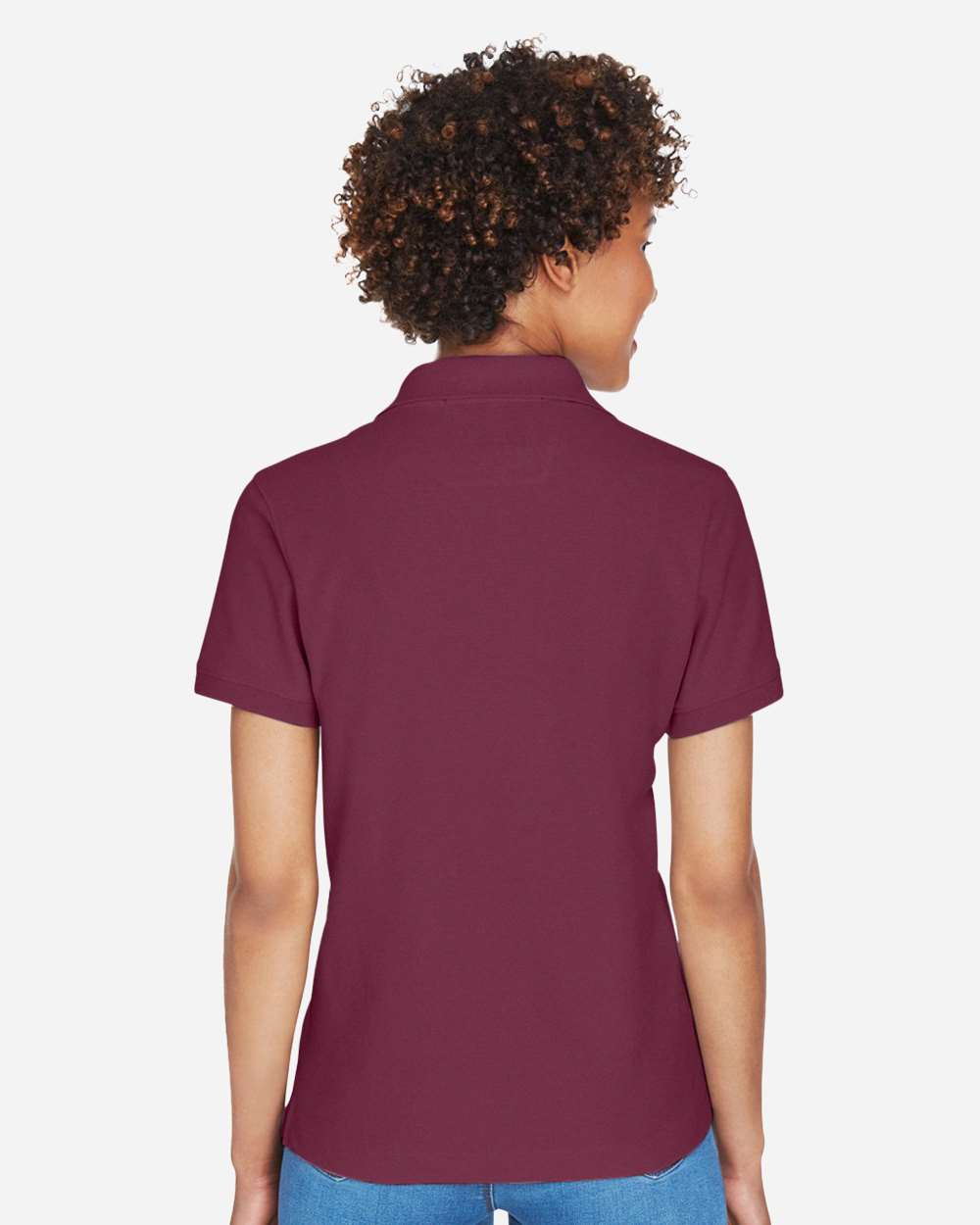 Women's Pima Piqué Polo - OnModelBack - B592B2322 - Burgundy
