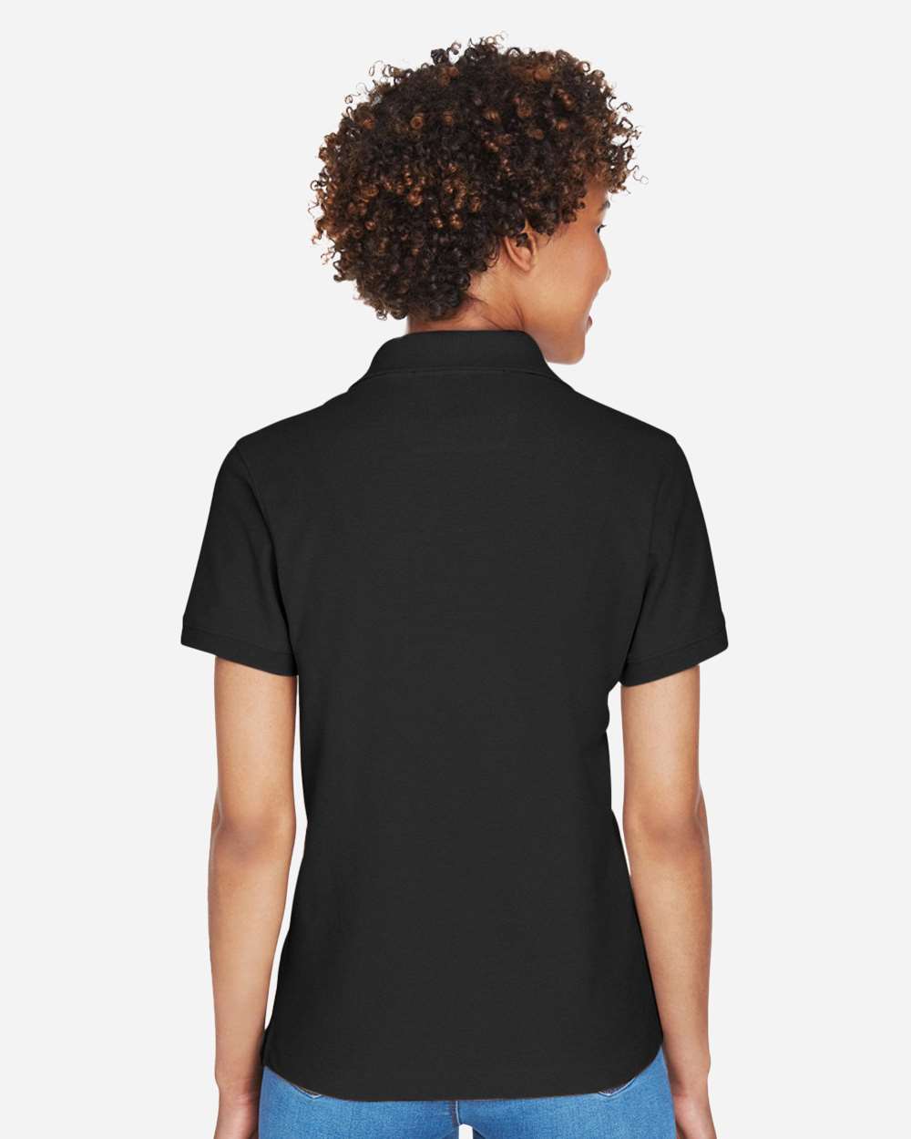 Women's Pima Piqué Polo - OnModelBack - B592B2502 - Black