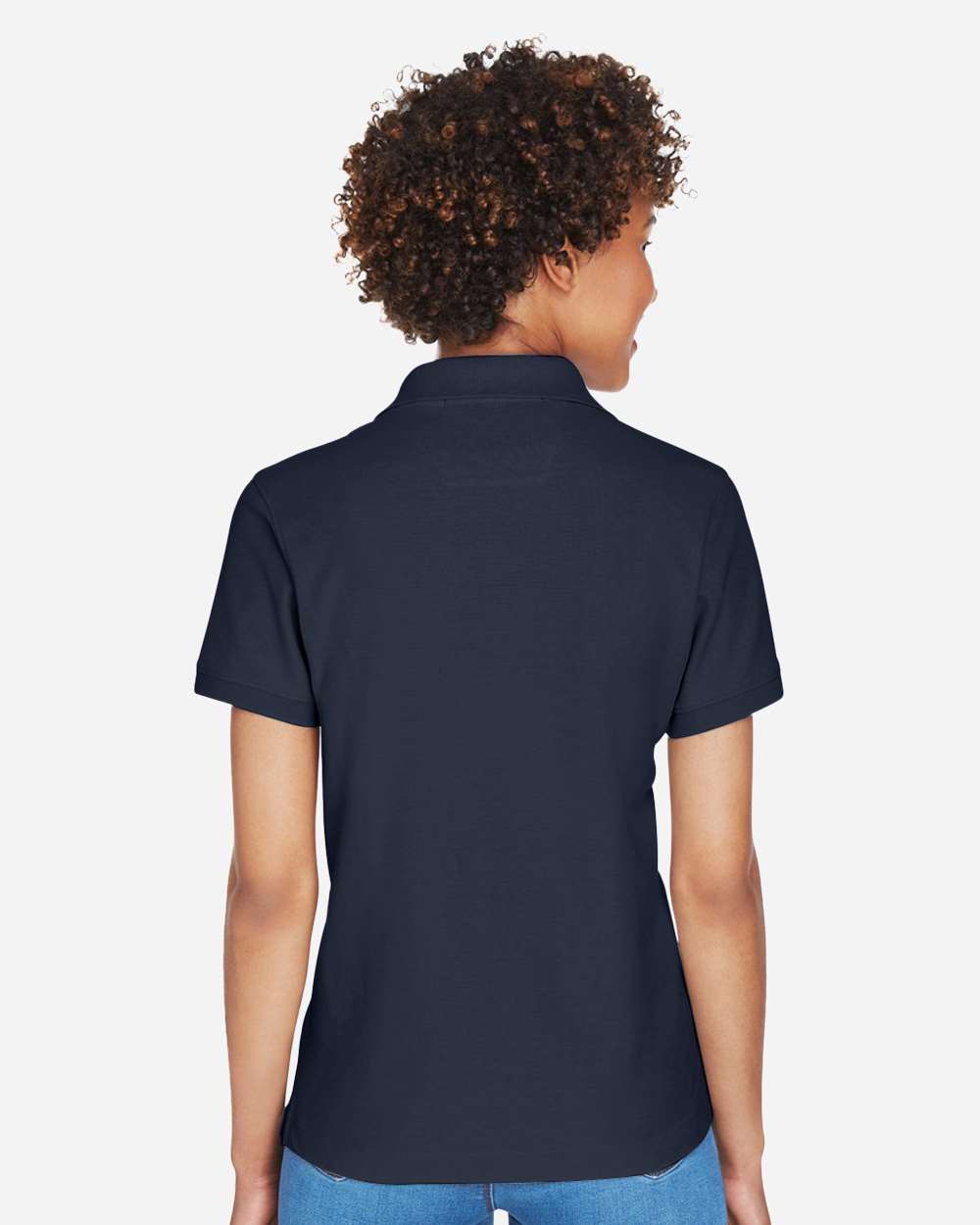 Women's Pima Piqué Polo - OnModelBack - B592B2652 - Navy