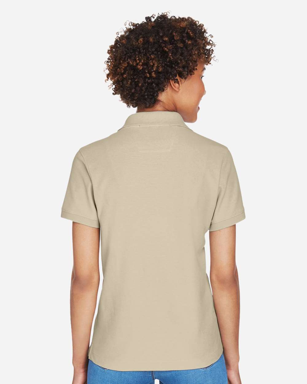 Women's Pima Piqué Polo - OnModelBack - B592B2732 - Stone