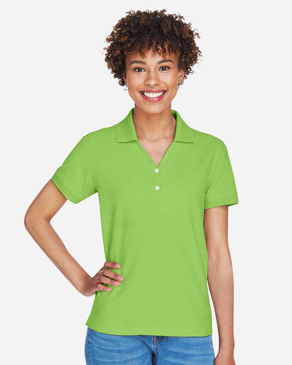 Women's Pima Piqué Polo - OnModelFront - B592B2222 - Lime
