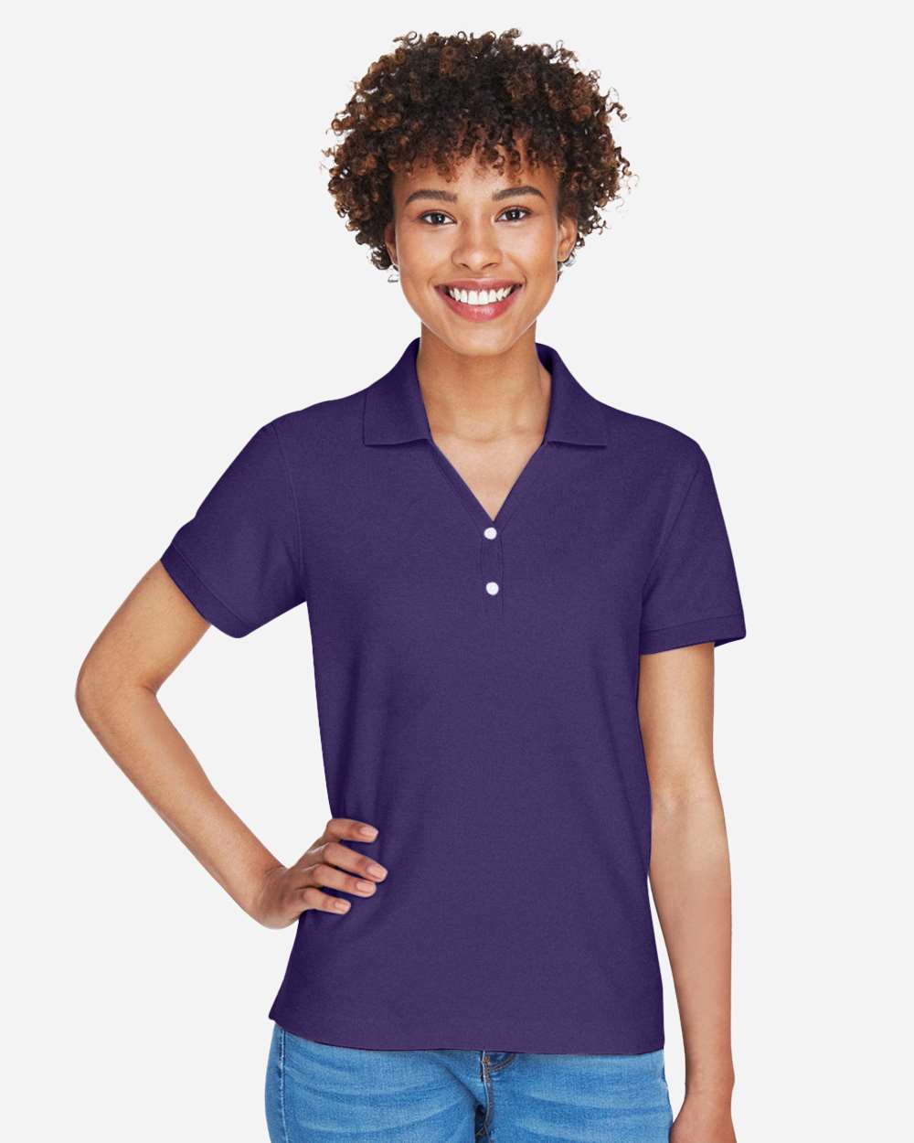 Women's Pima Piqué Polo - OnModelFront - B592B2672 - Deep Purple