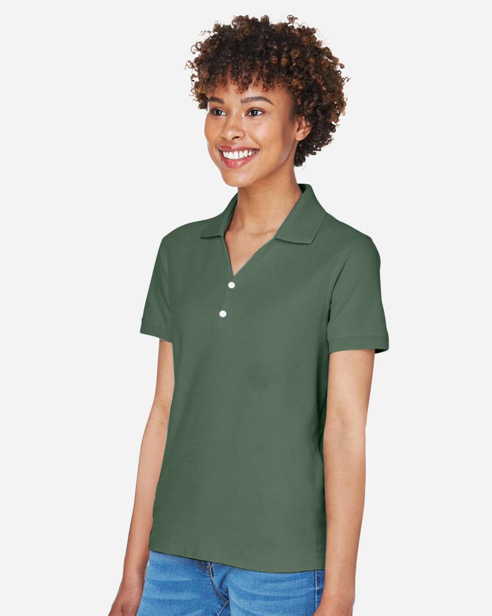 Women's Pima Piqué Polo - OnModelSide - B592B2102 - Dill