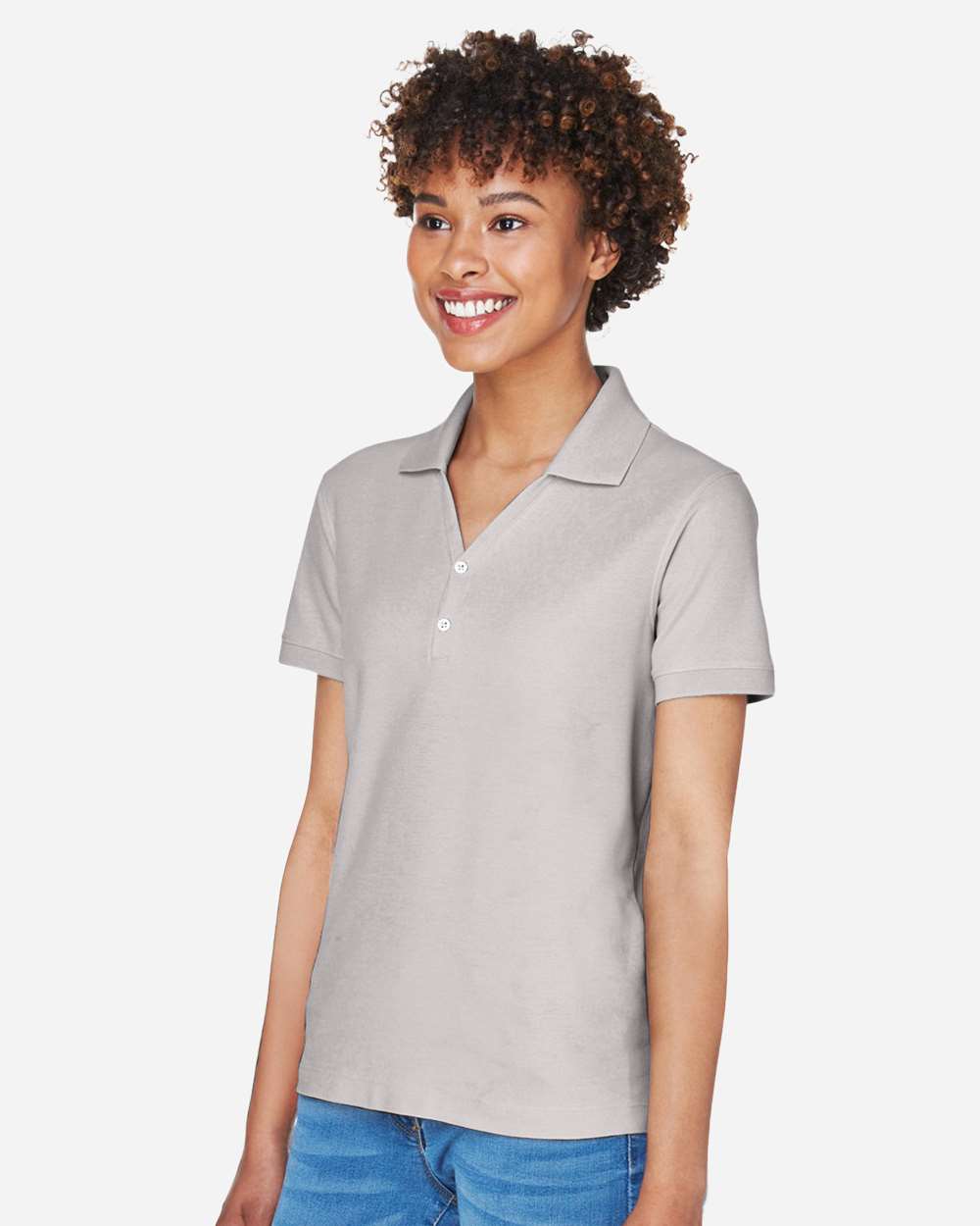 Women's Pima Piqué Polo - OnModelSide - B592B2112 - Silver