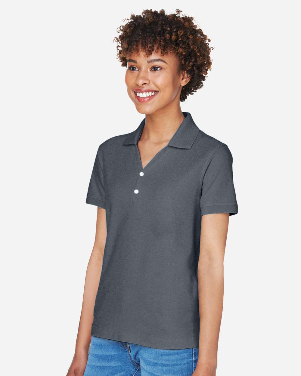 Women's Pima Piqué Polo - OnModelSide - B592B2132 - Graphite