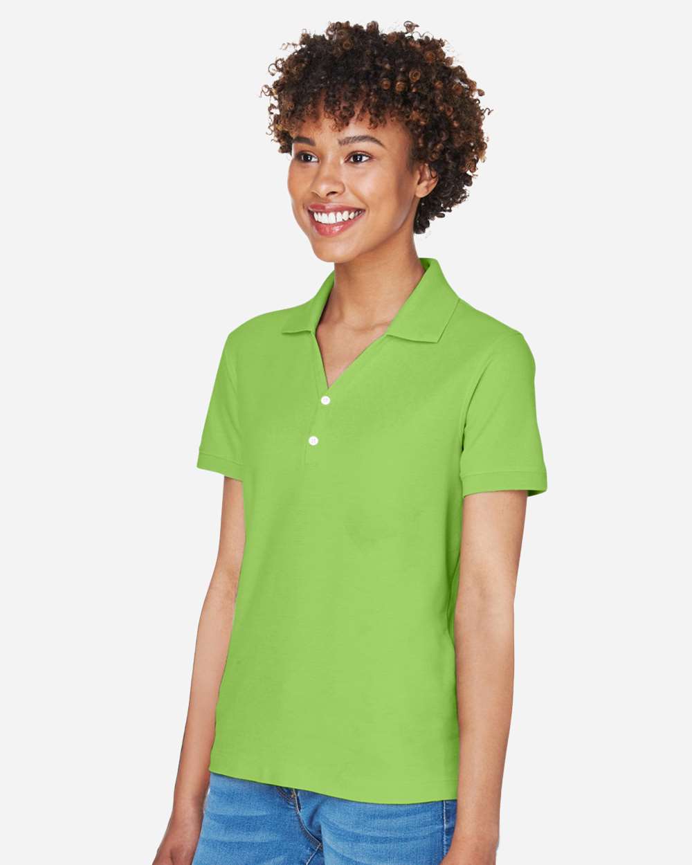 Women's Pima Piqué Polo - OnModelSide - B592B2222 - Lime