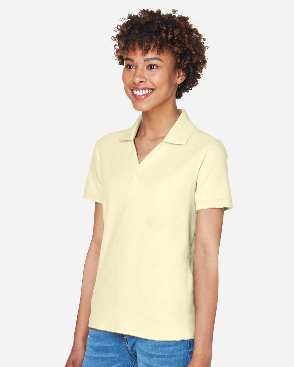 Women's Pima Piqué Polo - OnModelSide - B592B2402 - Transparent Yellow