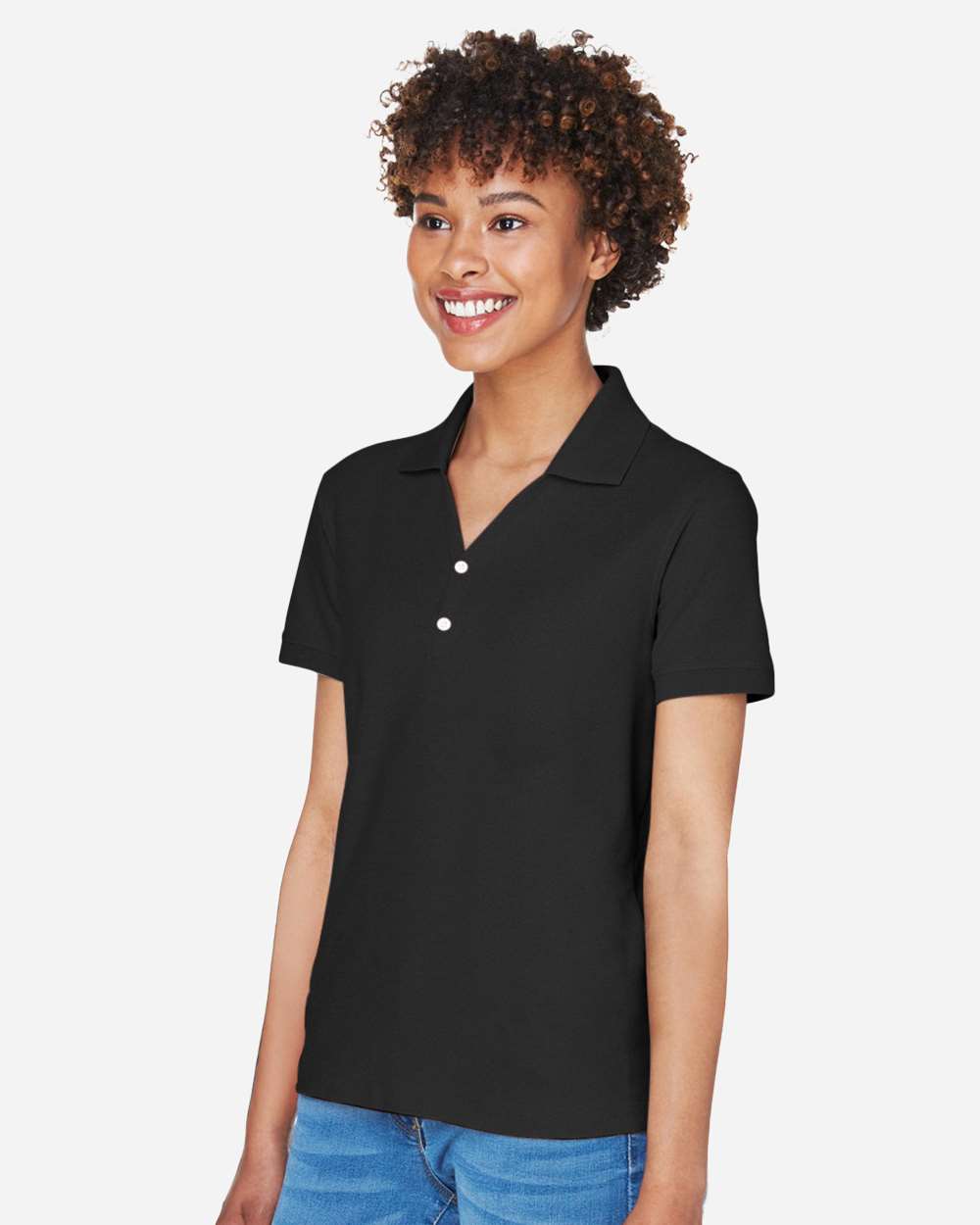 Women's Pima Piqué Polo - OnModelSide - B592B2502 - Black